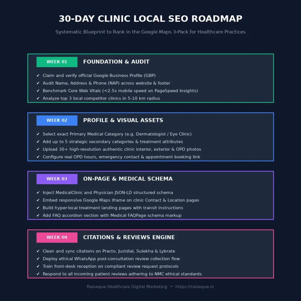 30-day Local SEO action plan checklist for doctors and medical clinics