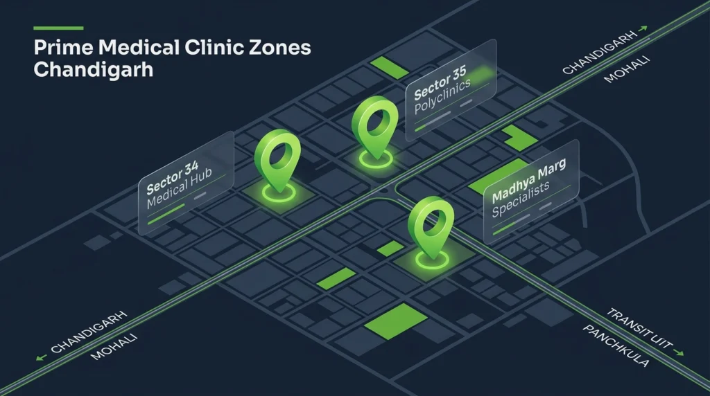 Map of Chandigarh key clinic areas